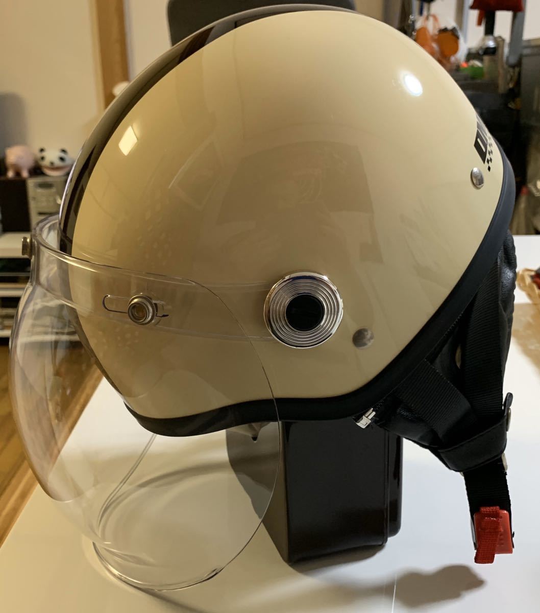 リード工業　DM2 ジェットヘルメット クリーム/ブラウン　バブルクリアーシールド　フリーサイズ　125cc以下　未使用品！！