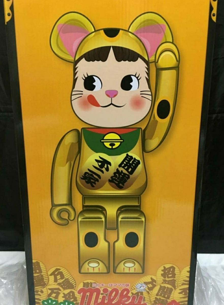 BE@RBRICK 招き猫 ペコちゃん 金メッキ 1000％ ベアブリック 招きネコ