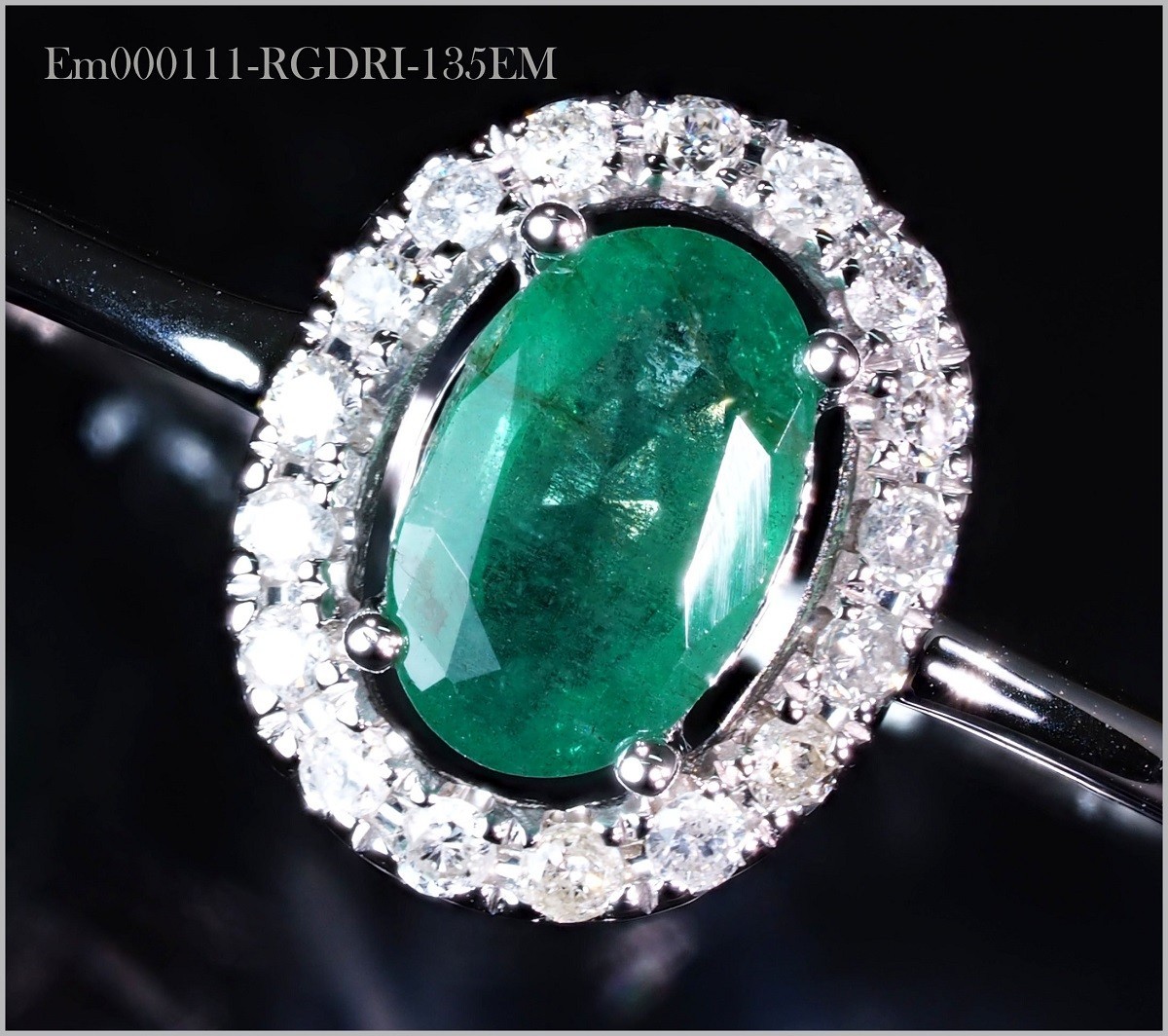 厳選」ダイヤモンド エメラルド リング 指輪 0.58ct K18WG 18金製品 