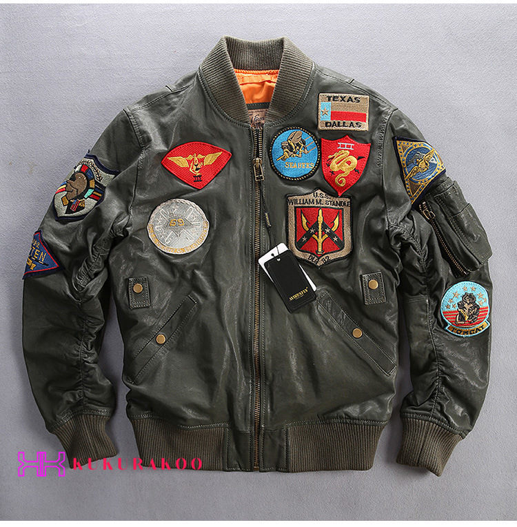 秋冬 空軍飛行ジャケット 本革フライトジャケット ライダースジャケット　メンズコート 刺繍　P66