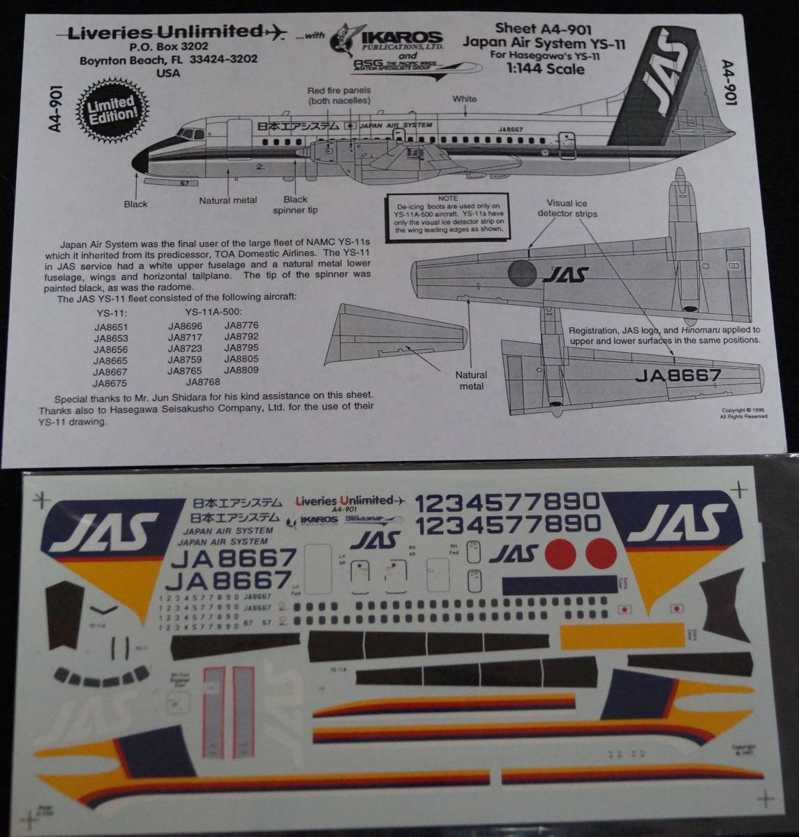 1/144 YS-11 TDA JAS ディテールデカールとエッチングパーツ YS-11 - 1⁄144