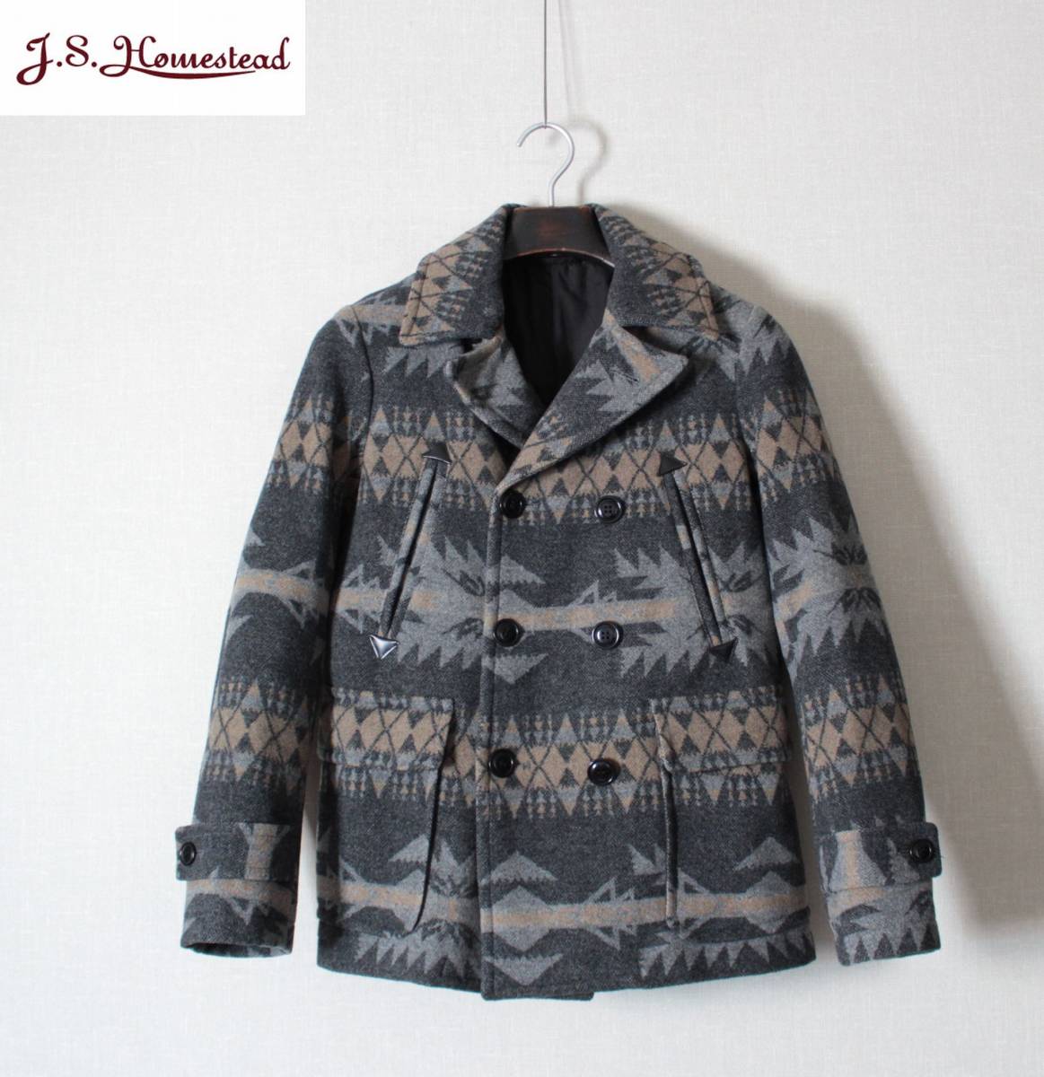  ジャーナルスタンダード J.S HOMESTEAD ジャガードブランケット ピーコート S 定価64 800 税込 Pコート ウール ネイティブ チマヨ(その他)｜売買されたオークション情報、yahooの商品情報をアーカ 男性用
