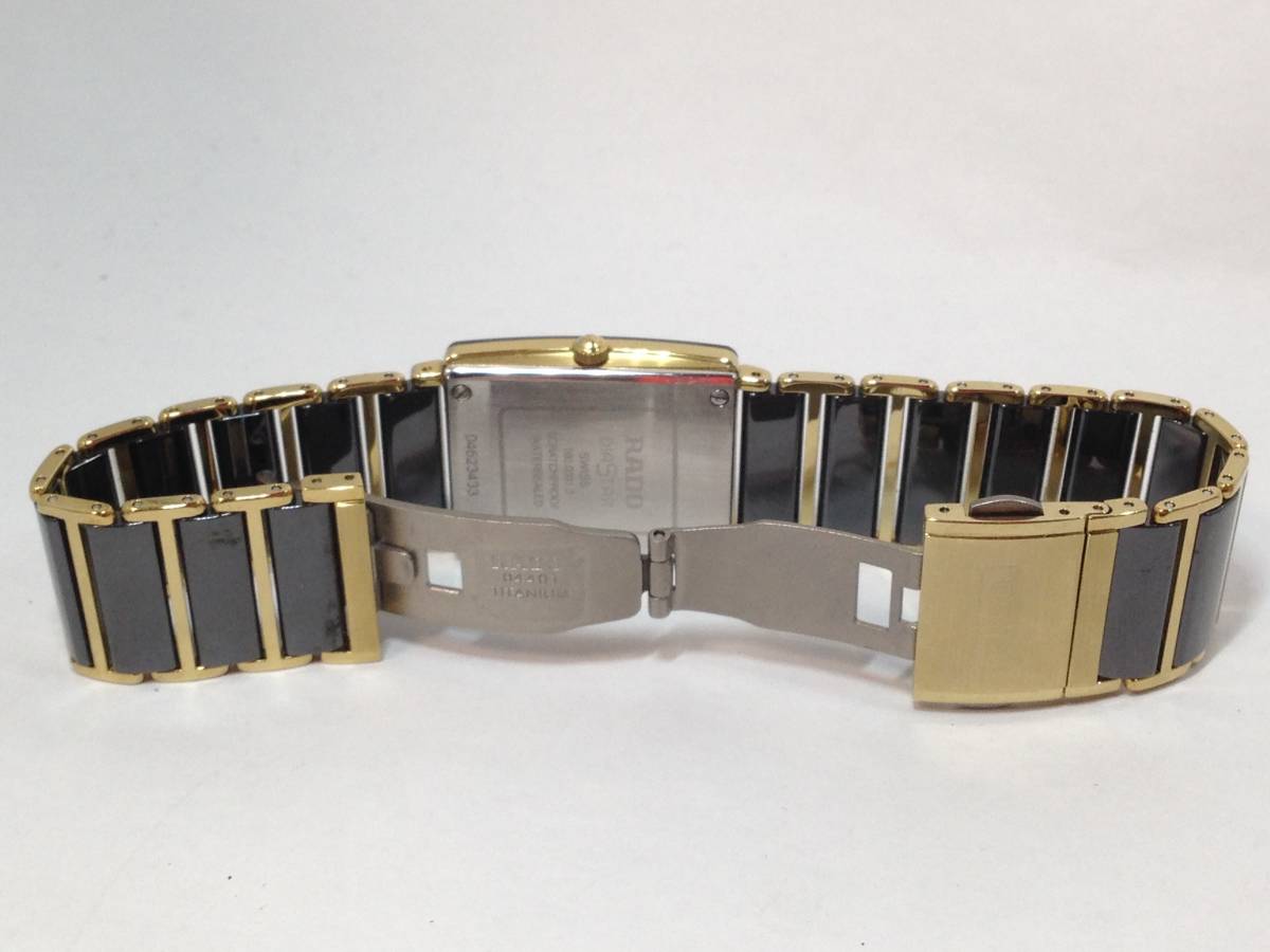 電池交換済！RADO　ラドー　ダイアスター　160.0381.3　クォーツ腕時計　ブラック×ゴールド　箱・コマ付き【管SB478T】
