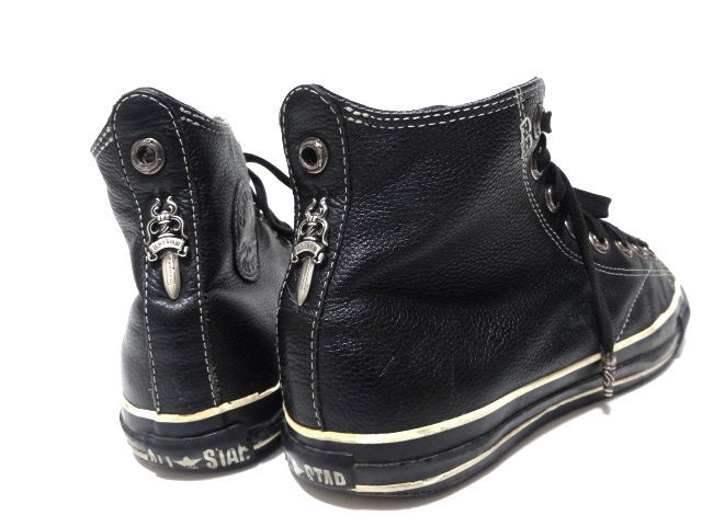 CHROME HEARTS ｘ CONVERSE ALL STAR HI LEATHER SNEAKER size 8.5 / クロムハーツ コンバース オールスター レザースニーカー 黒 メンズ