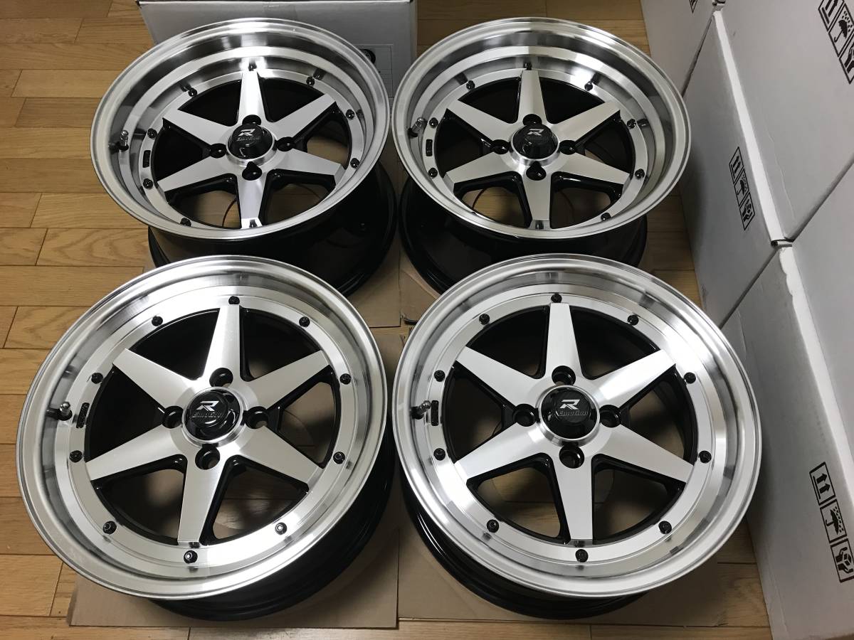 旧車系デザインホイール 15×8J・＋20・PCD100 深リム 4本セット