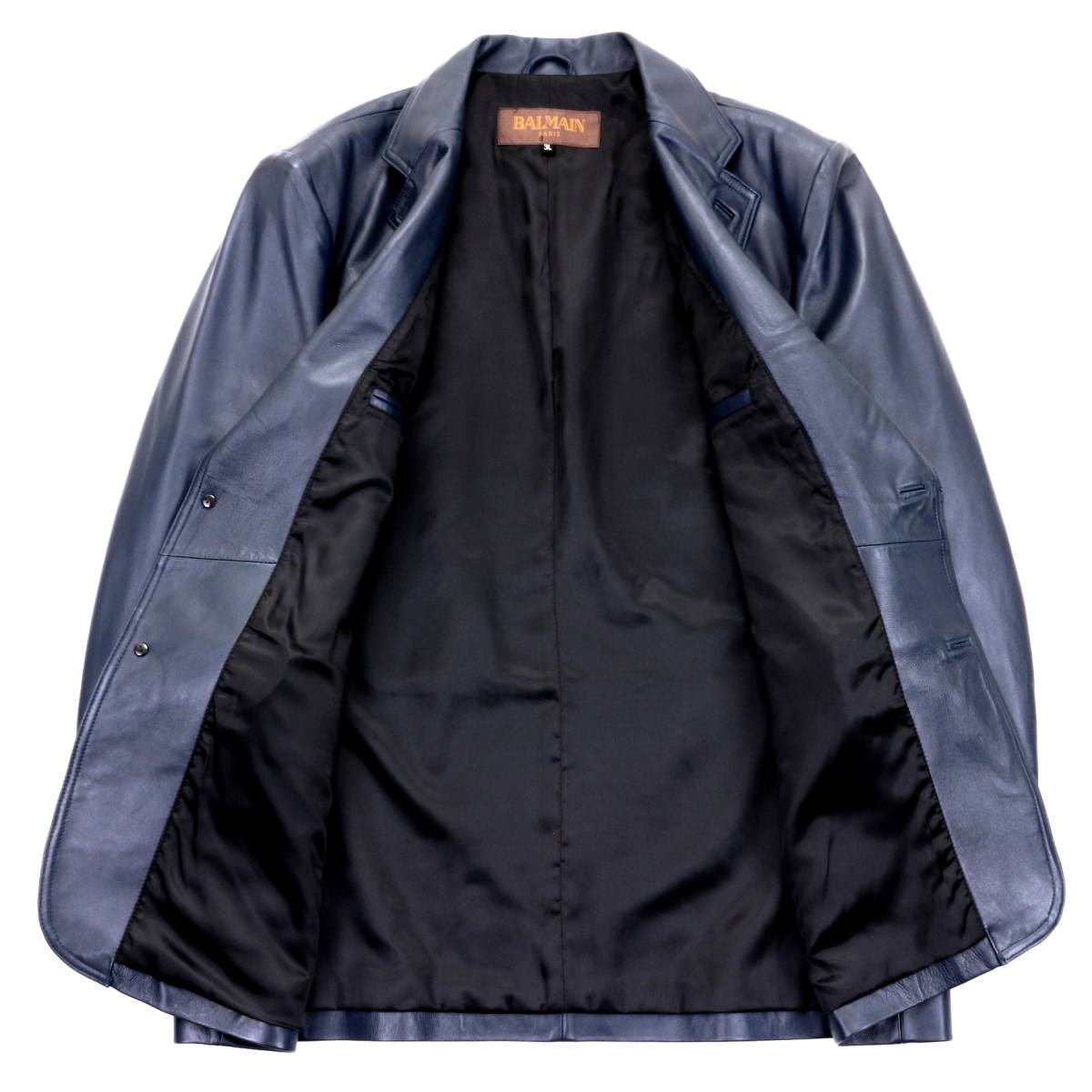 125.希少な3Lサイズ◎仏「BALMAIN/バルマン」とろける手触りの極上羊革 