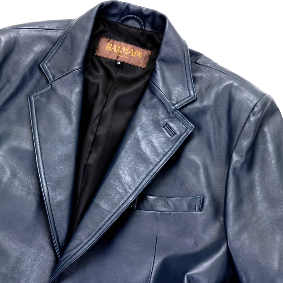 125.希少な3Lサイズ◎仏「BALMAIN/バルマン」とろける手触りの極上羊革 