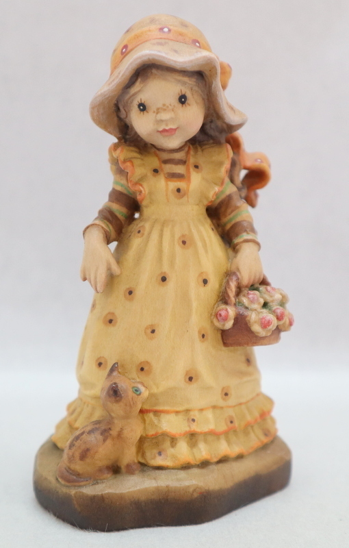 ANRI人形 木彫り Sarah Kay 猫を抱く少女 ANRI】ANRI/アンリ/木彫り人形/猫と少女/23/2000/SarahKay/イタリア製