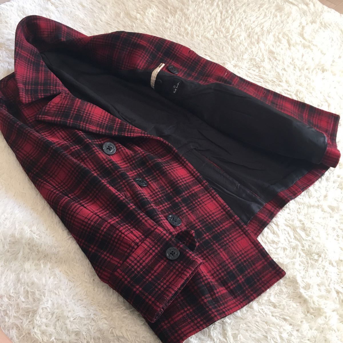 ウール100% 【希少】PS Paul Smith ポールスミス 赤チェック柄 ウール