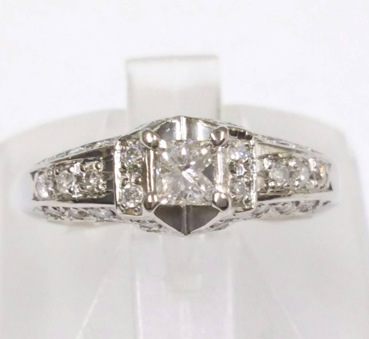 クリーニング済 簡易鑑定書付 ダイヤモンド 0.20ct Pt900 リング 指輪 