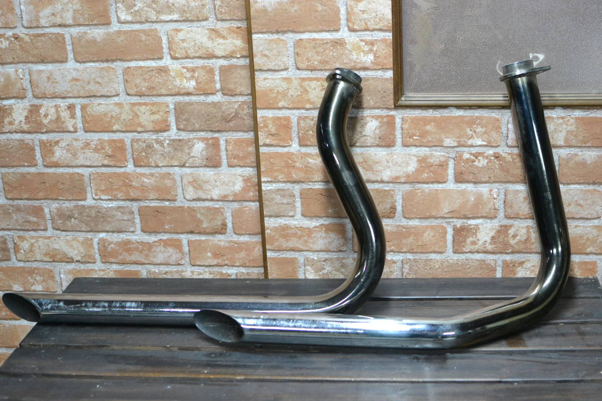 ショベルヘッド用 ドラックパイプ サイレンサー付き マフラー 自動車