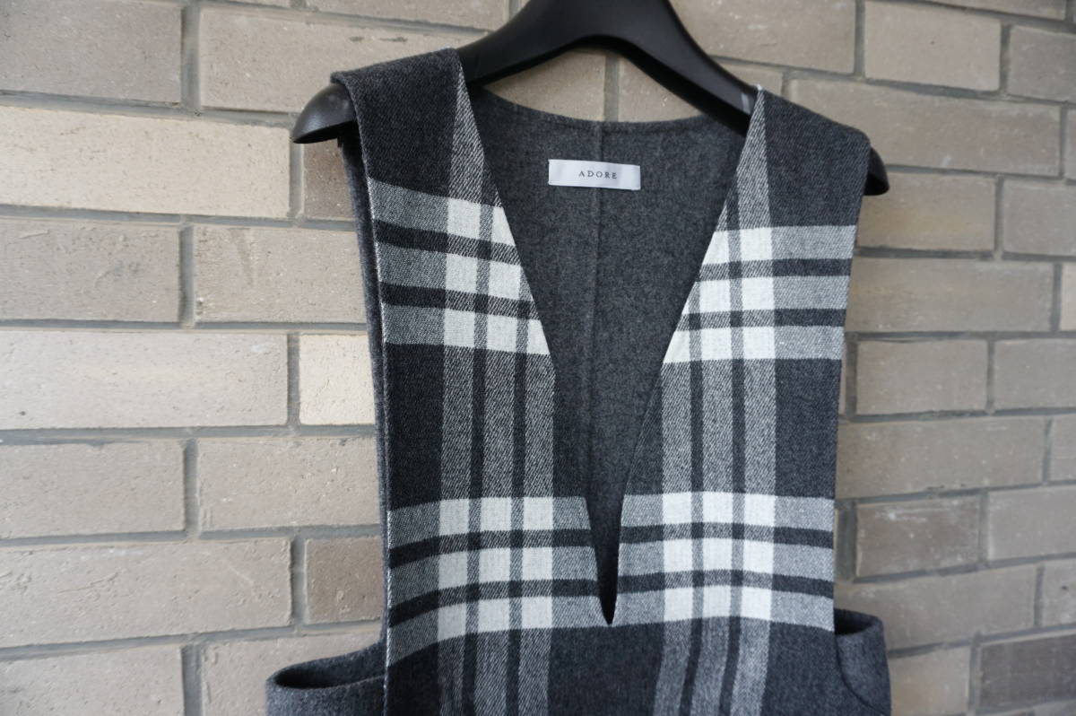 2019新品 ADOREアドーア リバービッグチェックジャンパースカート38白