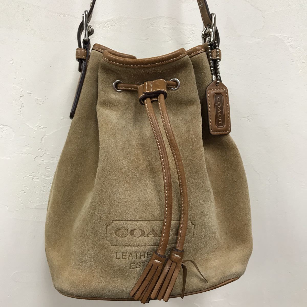 希少色✨ OLD COACH コーチ ショルダーバッグ 巾着 グレー グリーン