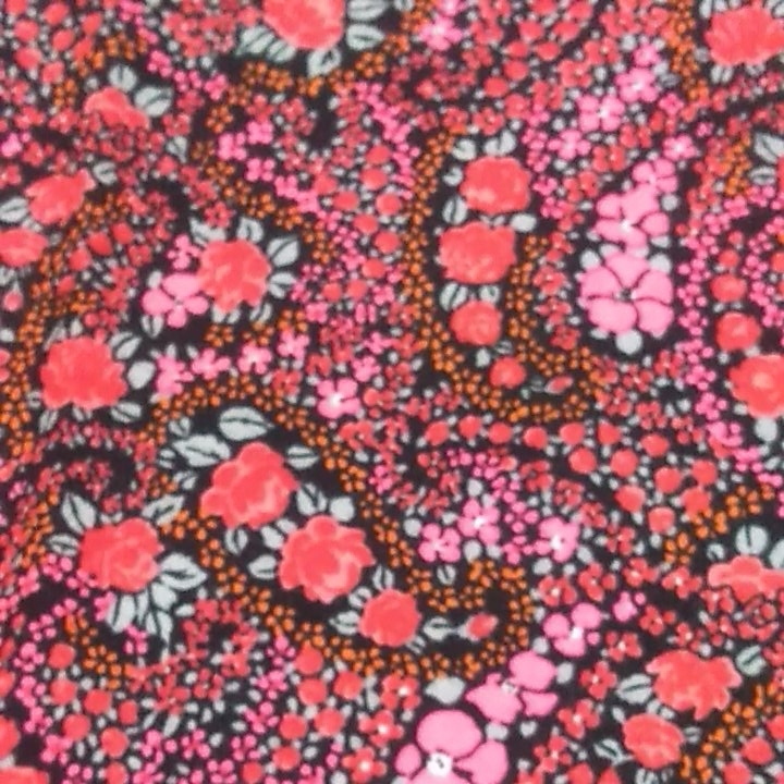 昭和レトロ　生地　布地　布　ハギレ　花柄　宇山あゆみ　ワンピース　デッドストック_1