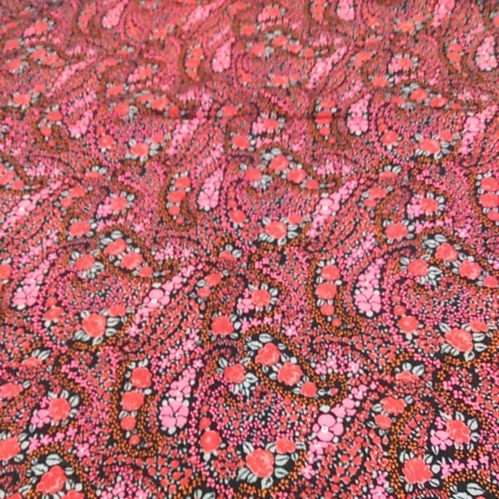 昭和レトロ　生地　布地　布　ハギレ　花柄　宇山あゆみ　ワンピース　デッドストック_2