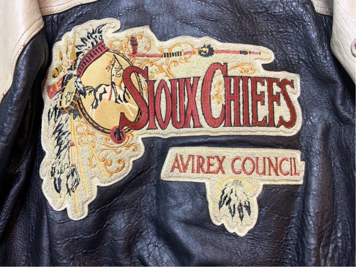 avirex スタジャン オール レザー SIOUX CHIEFS（即決☆AVIREX☆メンズ 