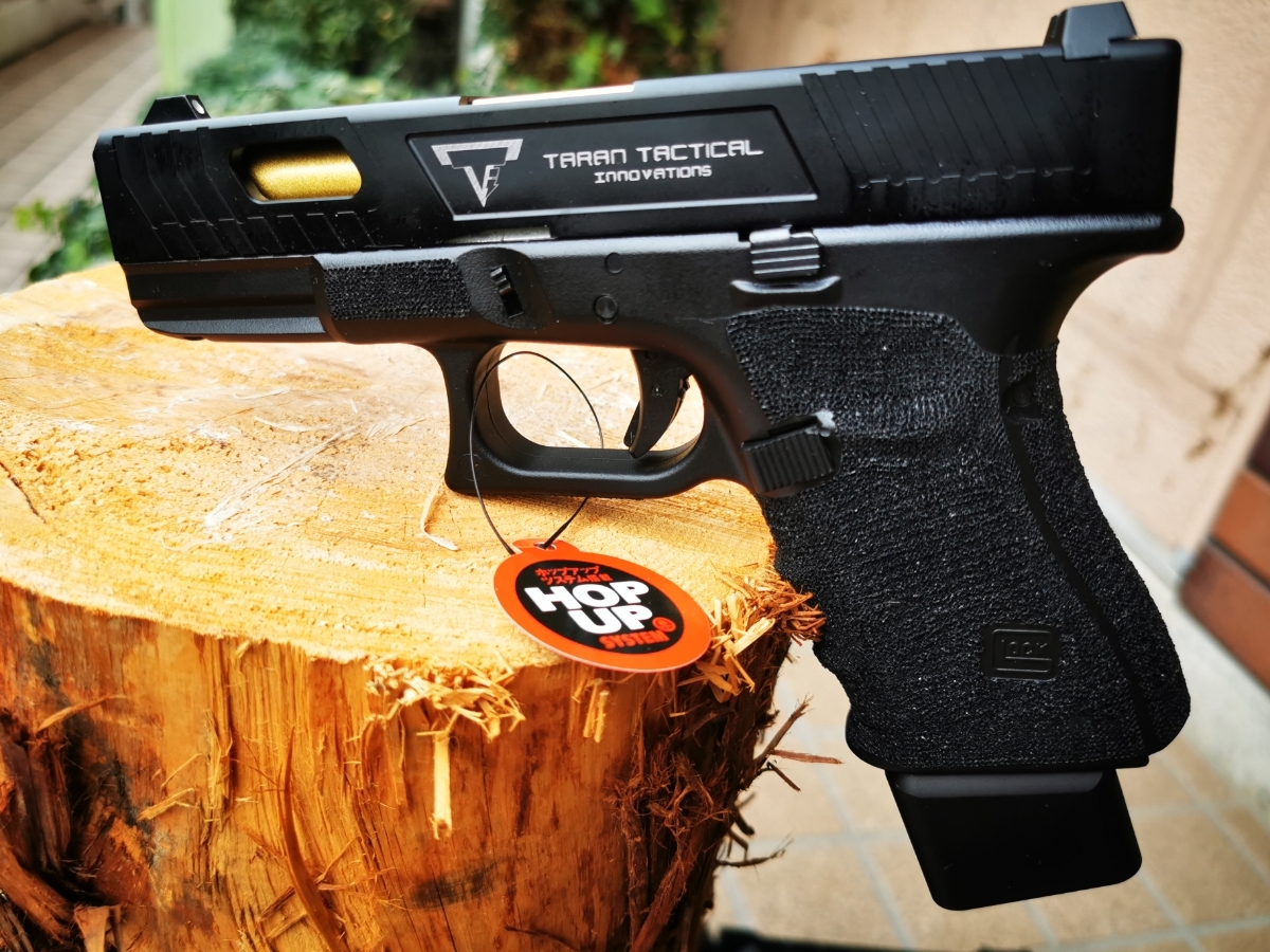 DOUBLE BELL/TTIタイプ/グロックG19　GEN4/ゴールドバレル金属スライド/John Wick２/TARAN TACTICAL刻印/GBB/マグバンパー装備/772ESP