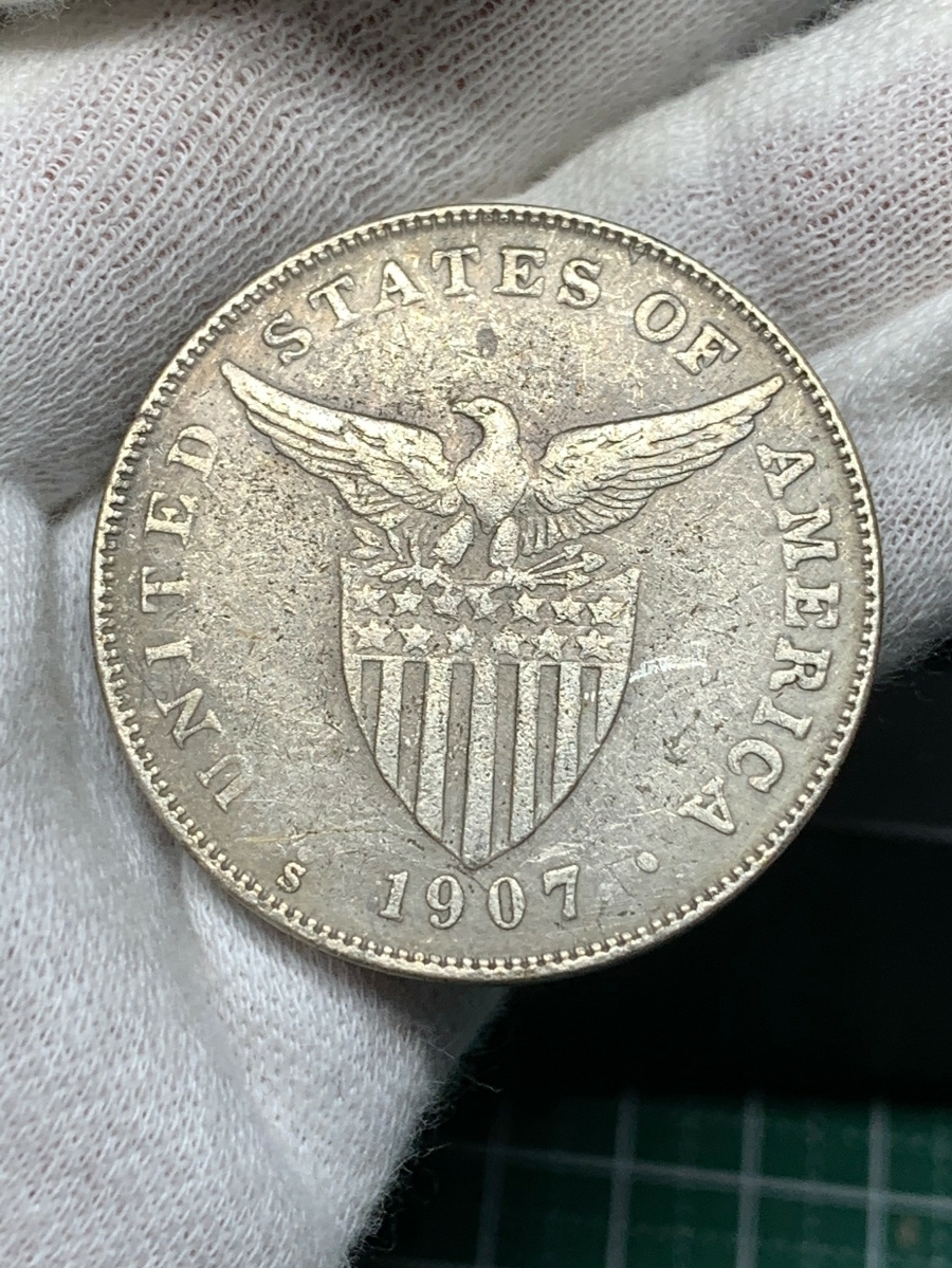 米国領 フィリピン 1ペソ 1907年 ミントS アメリカ検）古銭硬貨貨幣