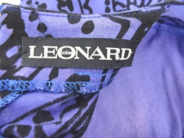 ★LEONARD★レオナール　紺＆黒　総柄　毛６０％　シルク４０％　ワンピース　サイズL 総柄 LEONARD レオナール ひざ下 Ｍ LEONARD（ひざ丈ワンピース）のフリマアイテム一覧