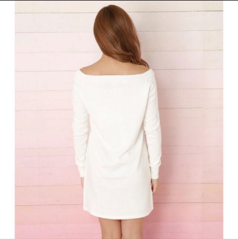 rienda オフショルニットワンピース 白 リエンダ(ワンピース)|売買