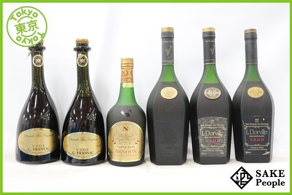 ◆注目! ブランデー 6本セット( ル・ドーヴィル VSON 700ml 3本/ フランサック VSOP 700ml 2本/ アルヌー ナポレオン 700ml) ブランデー ◇注目! 700ml 日本からの直送 マルキド 未