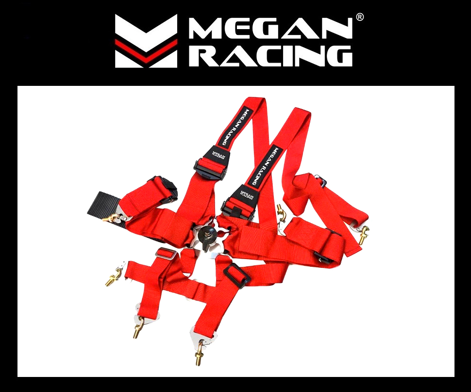 MEGAN RACING☆レーシングハーネス シートベルト 6点式(レッド)☆在庫