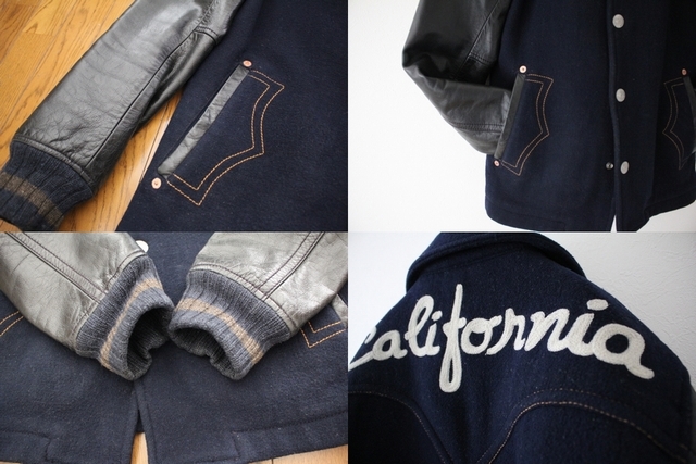 LEVIS】リーバイス スタジャン 袖レザー 牛革 バック刺繍入り Mサイズ 