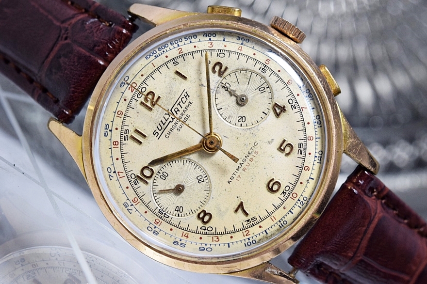 1円 1960's SULLY WATCH/ランデロン48/手巻き/クロノグラフ/メンズ/腕時計/38mm/検 バルジュー/ビーナス/レマニア ...