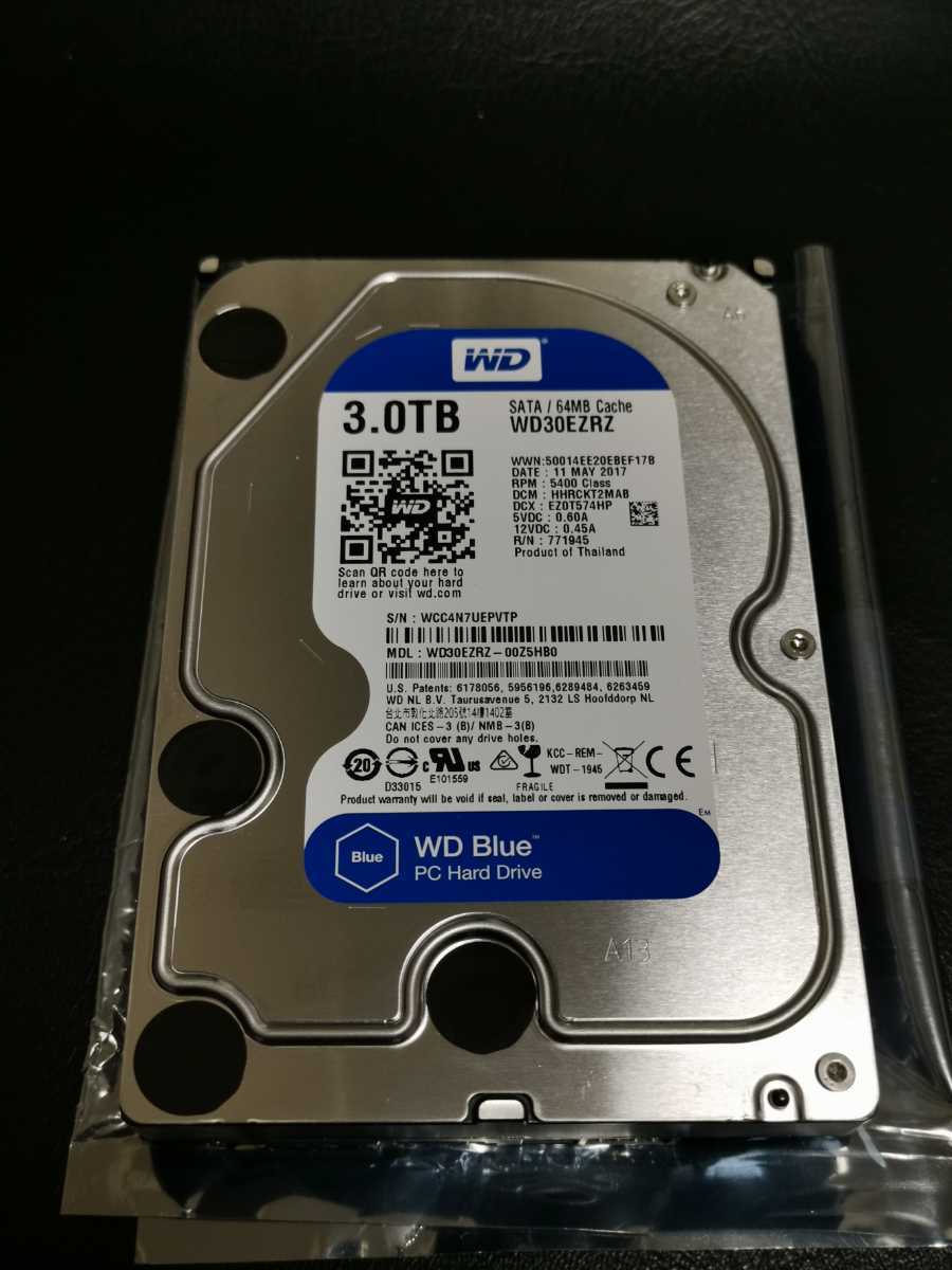 送料無料】Western Digital WD Blue 3TB HDD WD30EZRZ 動作時間229時間