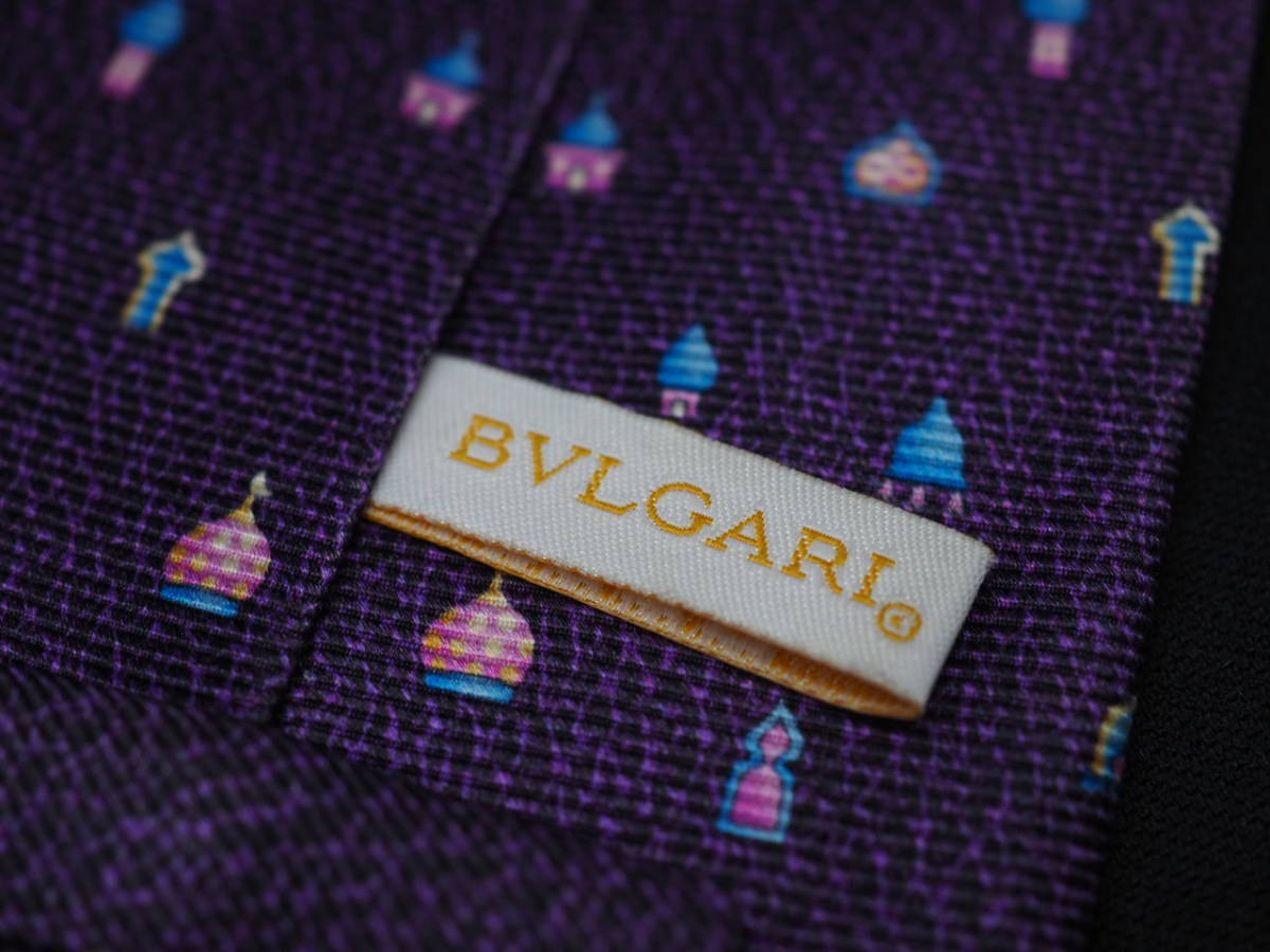 美品 BVLGARI ブルガリ ITALY イタリア製 (パープル 宮殿 ランプ柄
