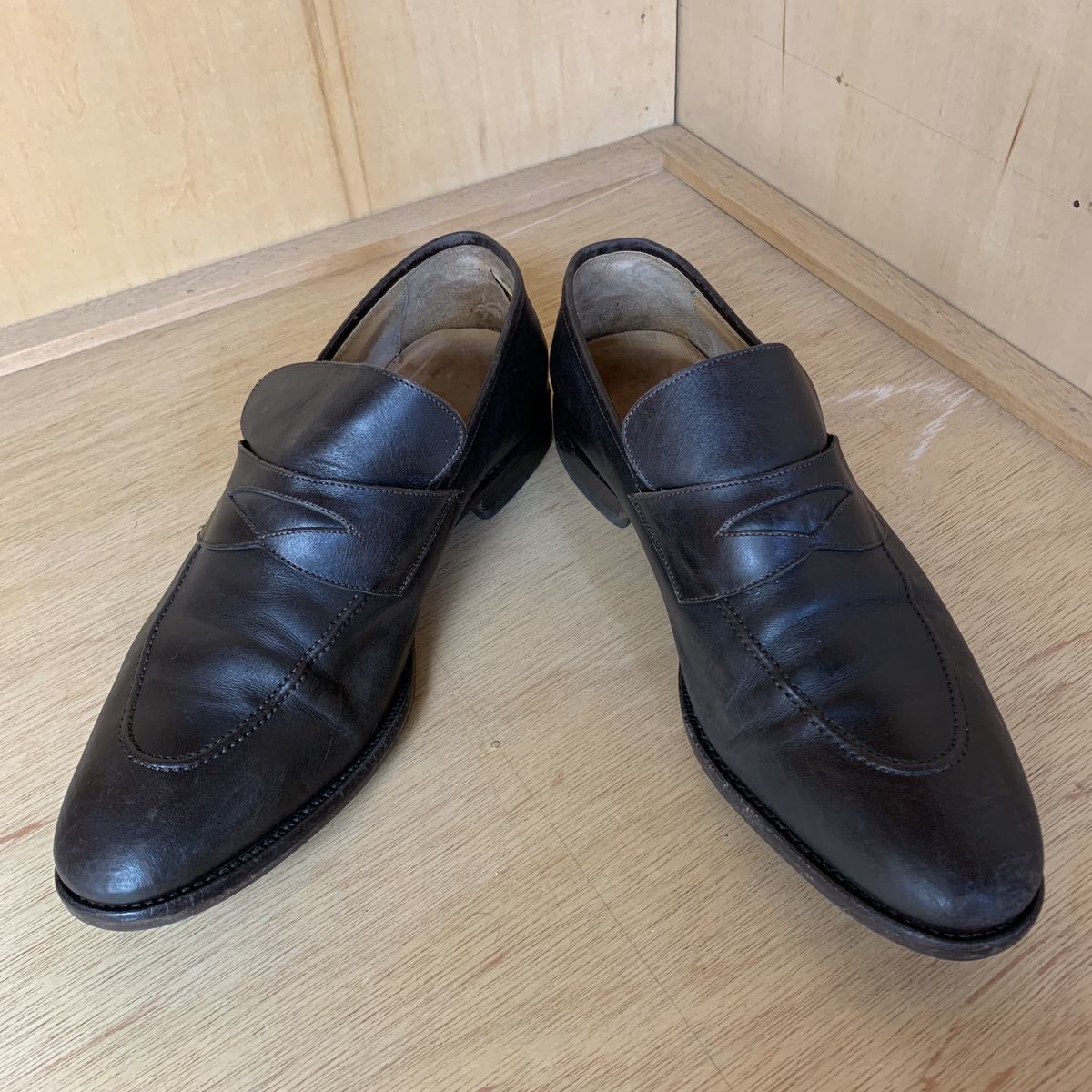 【他 靴1-2】スリッポンシューズ　9（27.5cm相当）イタリア製ビブラムソール　ビジネスシューズ
