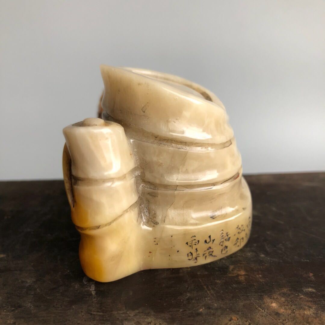 蔵友旧蔵出 極品寿山石 芙蓉石 細密彫 竹子紋 印章 篆刻印章 書道品 文