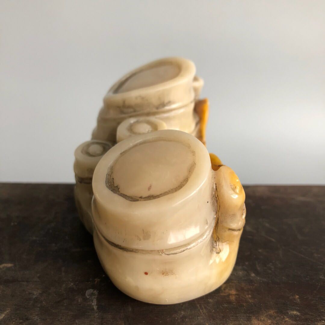 蔵友旧蔵出 極品寿山石 芙蓉石 細密彫 竹子紋 印章 篆刻印章 書道品 文