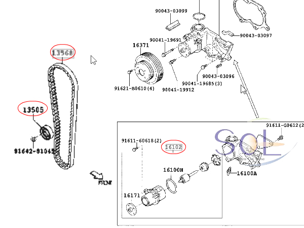 ダイハツ ミラジーノ(L700S L710S) タイミングベルト ベルトテンショナー ウォーターポンプ 3点SET 13514-87215 13505-87206 16102-87207 タイミングベルト L700S ダイハツ カムシール ベルトテンショナー TB後期