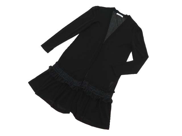 Rene ルネ　ロングカーディガン　半袖　ブラック Rene/ルネ ロングカーディガン 6712300 ブラック ＃36 中古B1 AP-76247