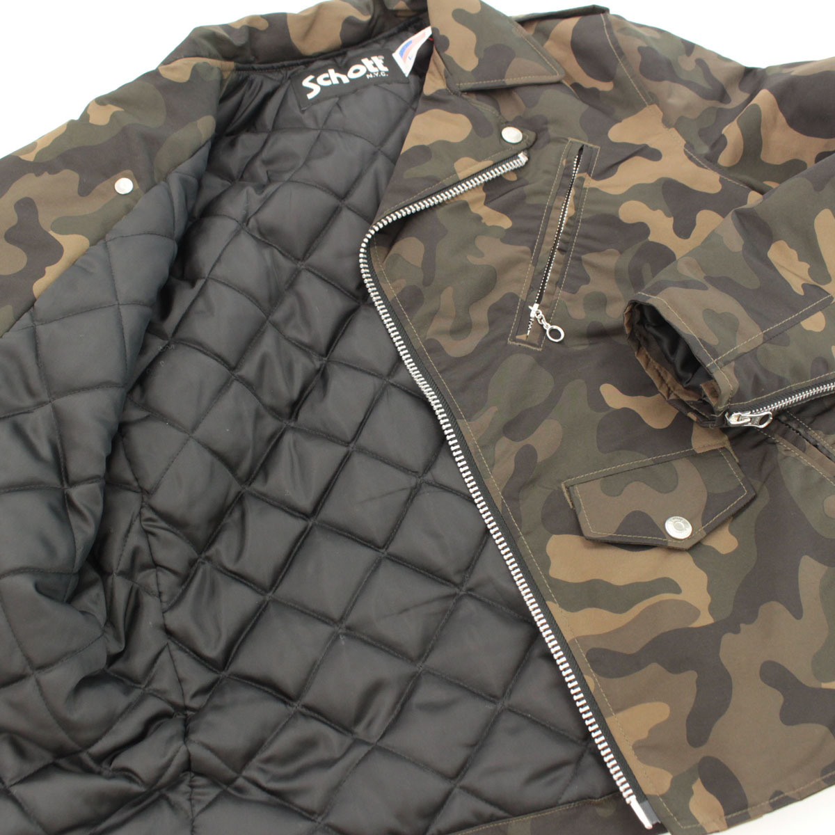 良好◇schott ショット カモフラージュ柄 中綿入りライダース 
