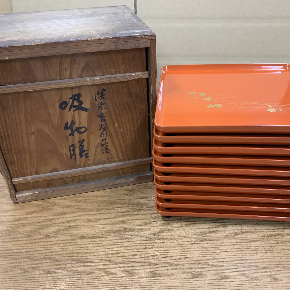 花台 青貝螺鈿細工 楼閣人物 香炉台 時代唐物 平卓 58cm 木製MA624