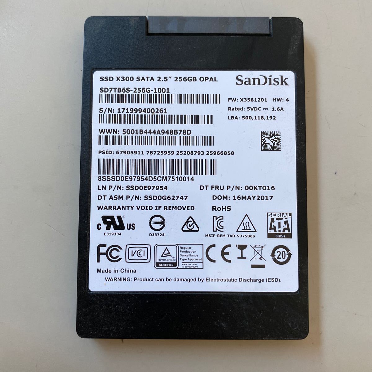  状態:正常 ハードディスク 2.5インチSSD SATA SanDisk X300 256GB 厚さ:7MM 使用時間：3919h(256GB～)｜売買されたオークション情報、yahooの商品情報をアーカイブ公開 - オークファン 256GB～