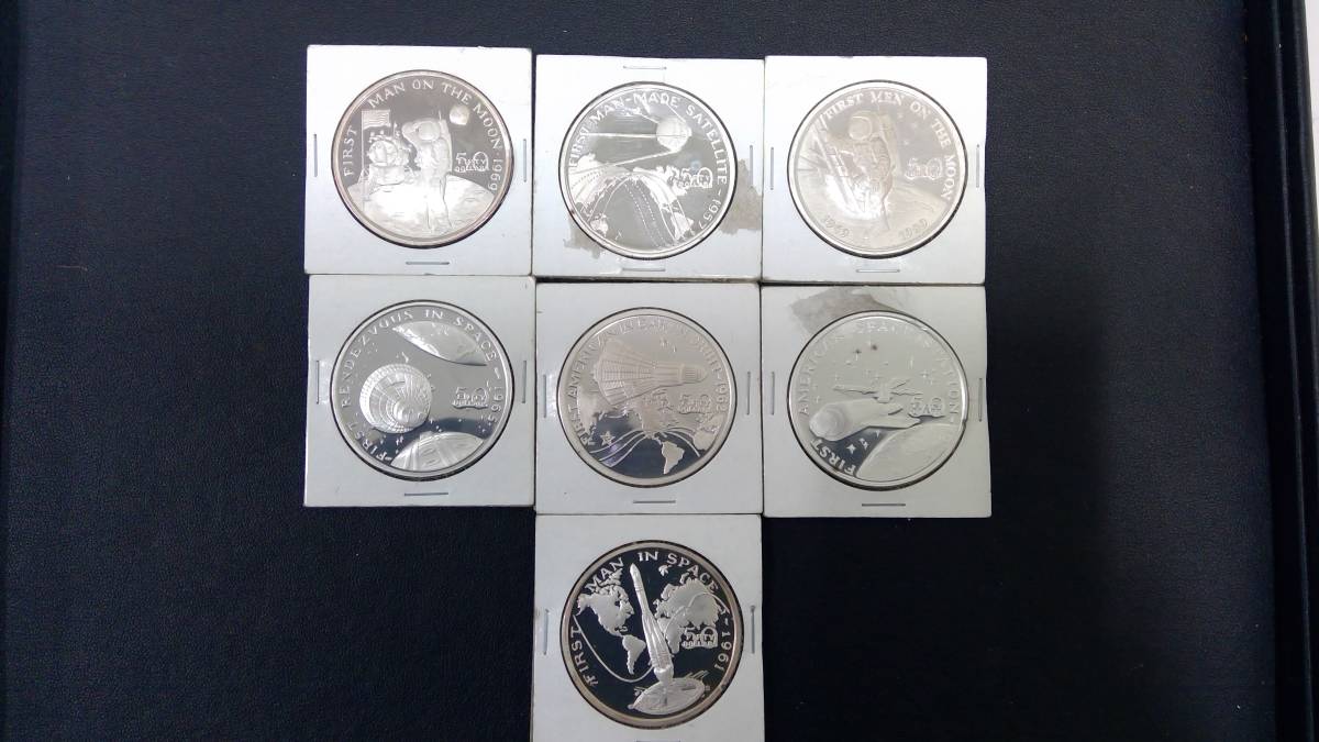 A050外国銀貨 マーシャル諸島 50ドル プルーフ銀貨 1オンス 7セット 