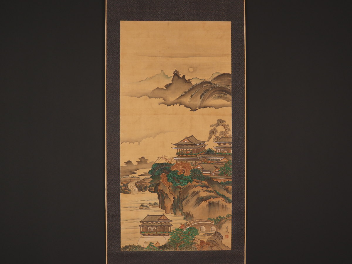真作】掛軸 立脇泰山 「紅葉小禽図」 兵庫新温泉町 花鳥画 絹本 【公式