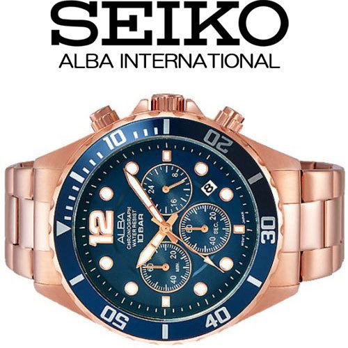 最後1本 1円 セイコーALBA逆輸入モデル海外専売ゴールド＆ブルー100m