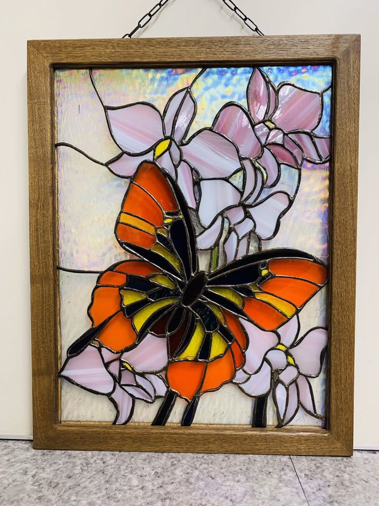 ☆ステンドグラス 55cm×43cm☆蝶 : 蝶々 ステンドグラス