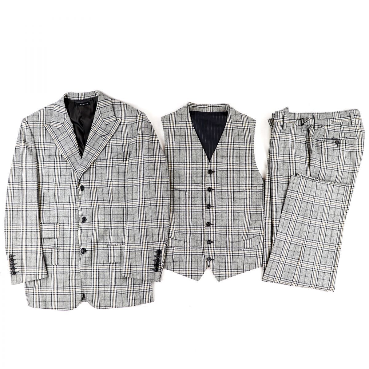 トムフォード TOM FORD カシミヤ混ウール 3ピース シングルスーツ 