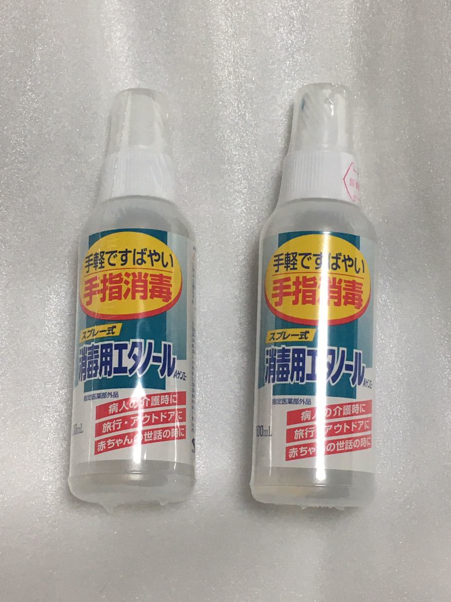 【送料無料】消毒用エタノール 100ml×2個セット スプレー式 ケンエー 携帯 手軽ですばやい手指消毒 健栄製薬 アルコール ウイルス