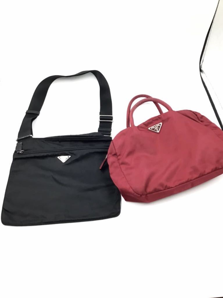  良品 PRADA バッグ 2点セット X32 プラダ ショルダー ハンド ブラック 黒 赤(ショルダーバッグ)｜売買されたオークション情報、yahooの商品情報をアーカイブ公開 - オークファン かばん、バッグ