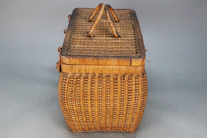 時代籐編 茶籠 提籃 野点 煎茶道具