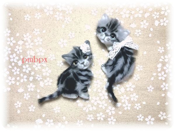 ☆羊毛フェルト ブローチ☆アメショー猫ちゃん おすましポーズ ふわふわ赤ちゃん猫 手のひらサイズ あみぐるみ ねこ テディ ハンドメイド _10