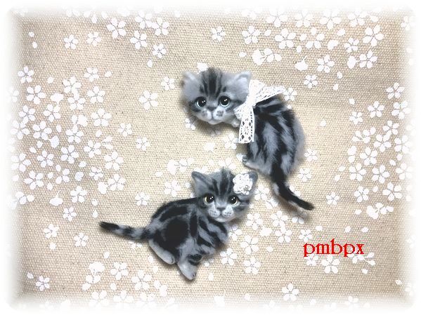 ☆羊毛フェルト ブローチ☆アメショー猫ちゃん おすましポーズ ふわふわ赤ちゃん猫 手のひらサイズ あみぐるみ ねこ テディ ハンドメイド _9