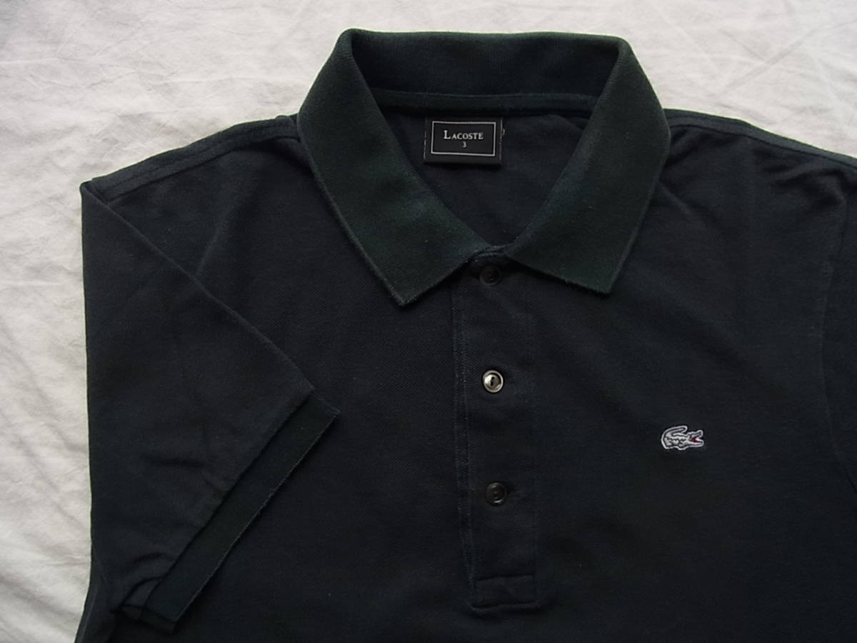 LACOSTE ラコステ シルバーラコステ　ストレッチ鹿の子素材　ポロシャツ サイズ 3 日本製　ブラック　