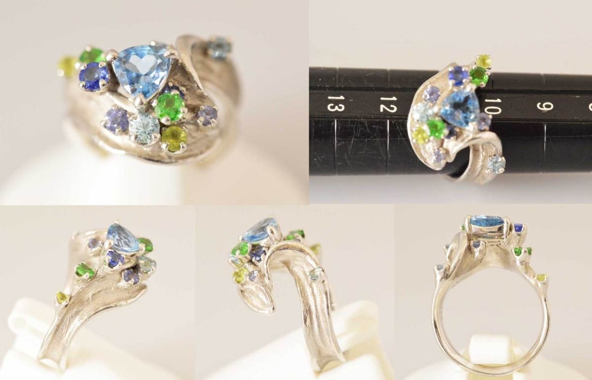 2740☆岩倉康二 K18 PT900 アクアマリン0.67ct リング ジュエリー 